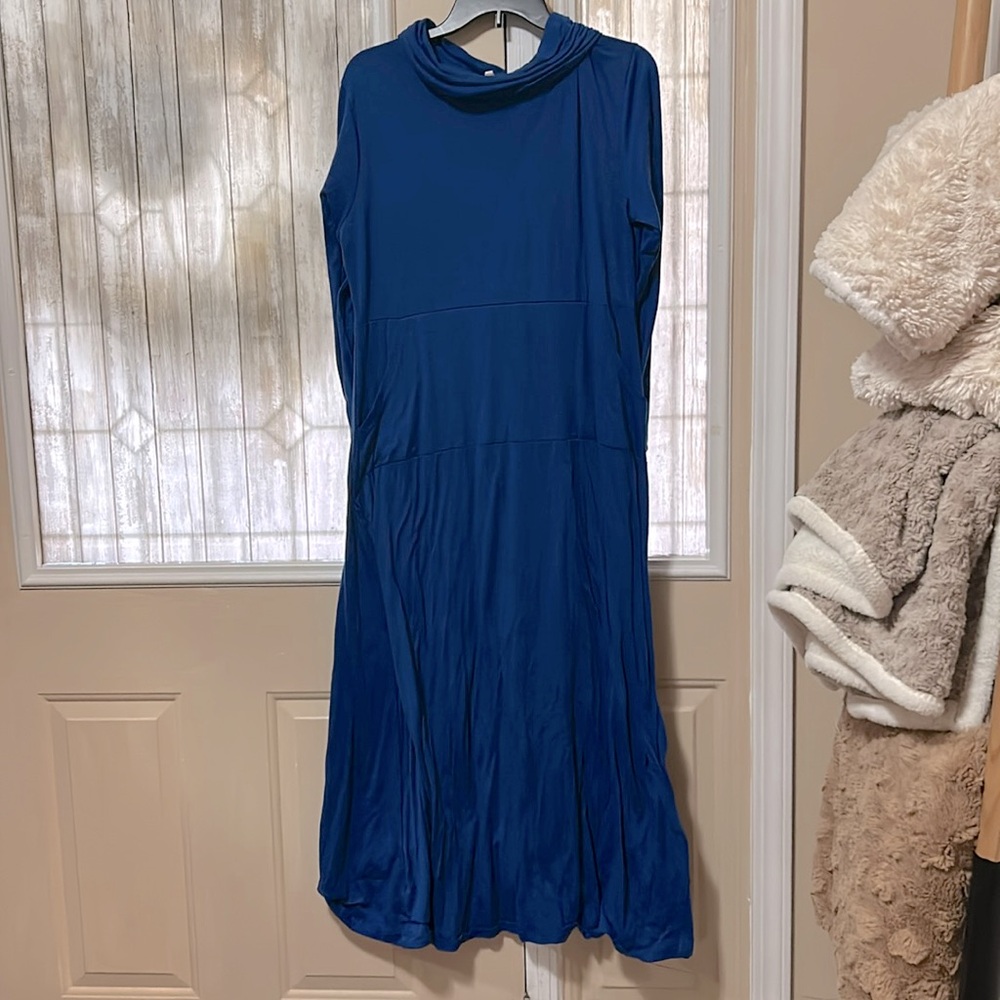 Royal Blue long sleeve sweatshirt maxi dress